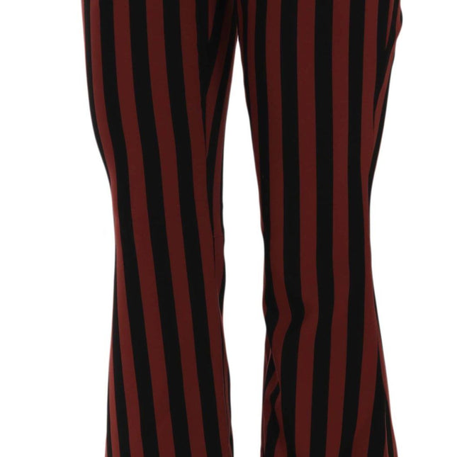 Dolce & Gabbana Black Amaranth Stripe Cropped Flared Pants