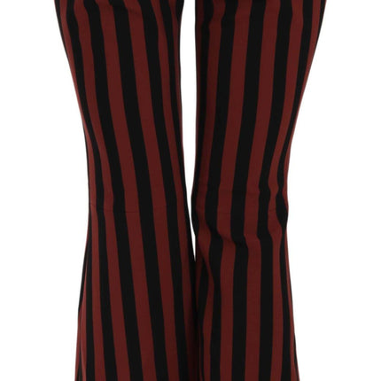 Dolce & Gabbana Black Amaranth Stripe Cropped Flared Pants
