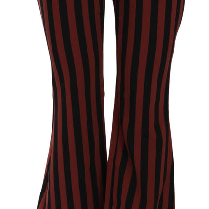 Dolce & Gabbana Black Amaranth Stripe Cropped Flared Pants