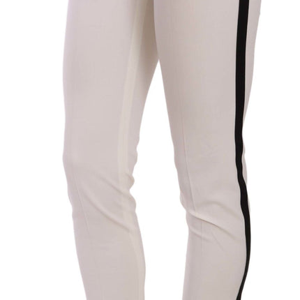 Dolce & Gabbana White Side Stripe Cropped Skinny Pants