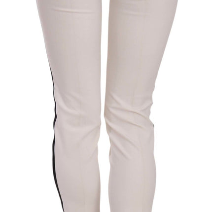 Dolce & Gabbana White Side Stripe Cropped Skinny Pants