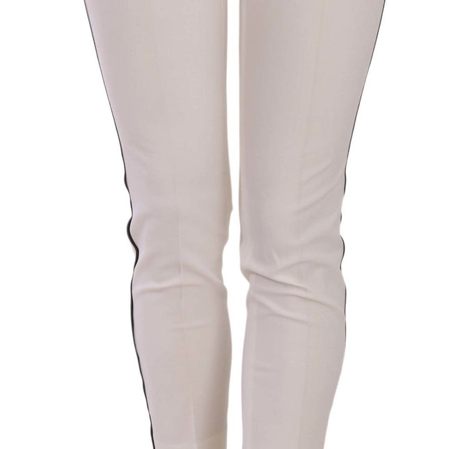 Dolce & Gabbana White Side Stripe Cropped Skinny Pants