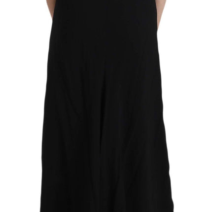 John Richmond Black Crystal Leather Gown Flare Dress