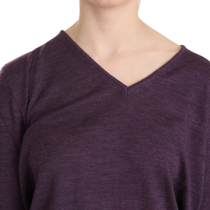 BYBLOS Purple V-neck Long Sleeve Pullover Top