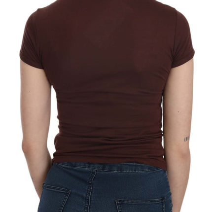 Exte Brown Hearts Short Sleeve Casual T-shirt Top
