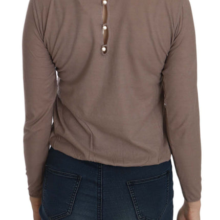 PINK MEMORIES Brown Lace See Through Long Sleeve Top