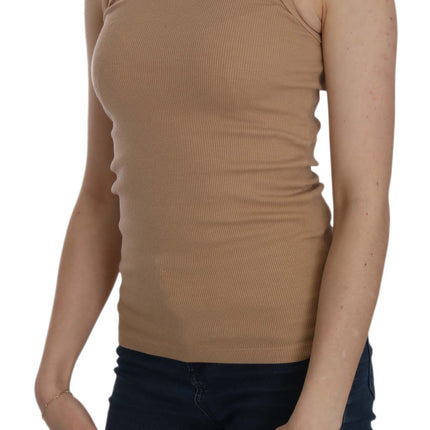 PINK MEMORIES Beige Sleeveless Spaghetti Strap Tank Blouse