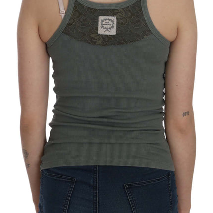 PINK MEMORIES Green Sleeveless Spaghetti Tank T-Shirt Blouse