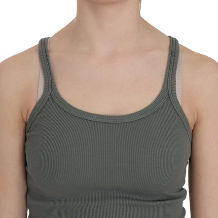 PINK MEMORIES Green Sleeveless Spaghetti Tank T-Shirt Blouse