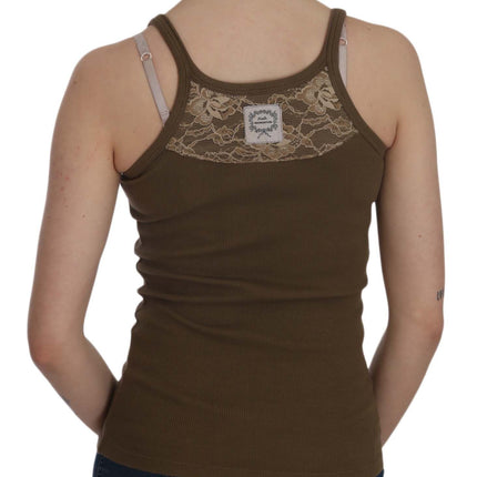 PINK MEMORIES Brown Sleeveless Spaghetti Strap Blouse Top