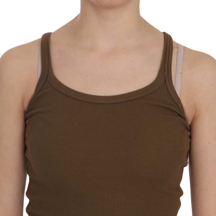 PINK MEMORIES Brown Sleeveless Spaghetti Strap Blouse Top