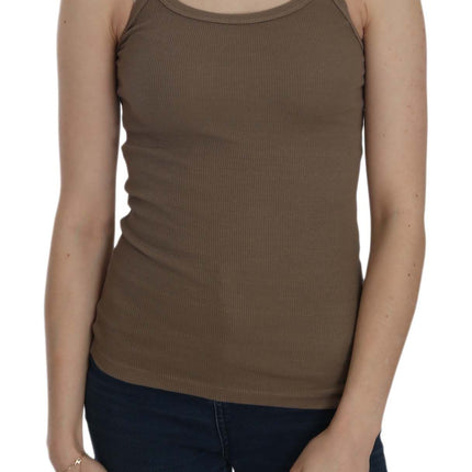 PINK MEMORIES Brown Sleeveless Spaghetti Strap Top
