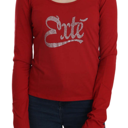 Exte Red Crystal Embellished Long Sleeve Blouse