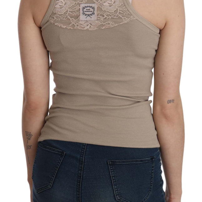 PINK MEMORIES Brown Sleeveless Spaghetti Strap Top Blouse