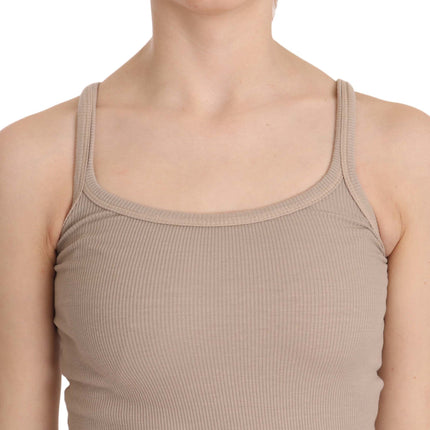 PINK MEMORIES Brown Sleeveless Spaghetti Strap Top Blouse