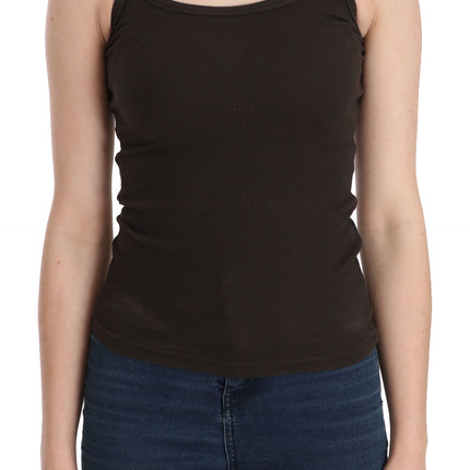 PINK MEMORIES Dark Brown Sleeveless Spaghetti Strap Blouse