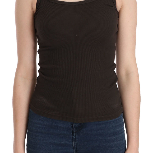PINK MEMORIES Dark Brown Sleeveless Spaghetti Strap Blouse