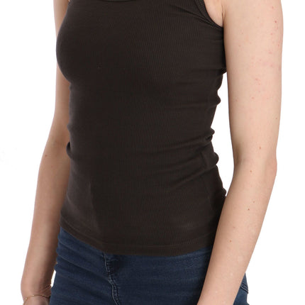 PINK MEMORIES Dark Brown Sleeveless Spaghetti Strap Blouse