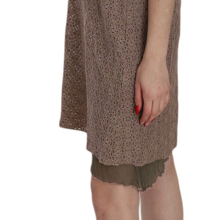 PINK MEMORIES Cotton Green Spaghetti Strap A-line Mini Dress