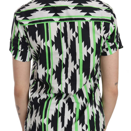 Costume National Multi Color Plunging Top Blouse