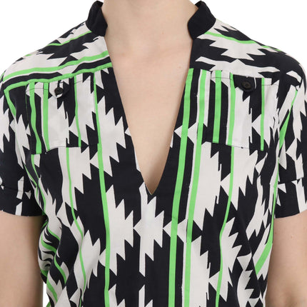 Costume National Multi Color Plunging Top Blouse