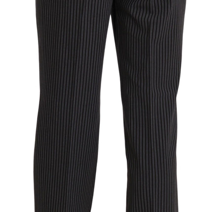 BENCIVENGA Black Striped Cotton Sretch Dress Trousers Pants
