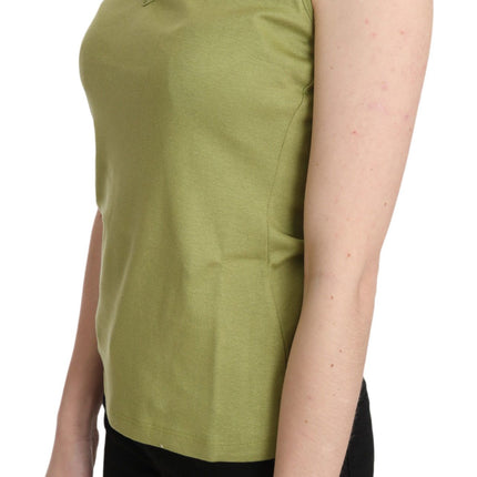 GF Ferre Green Halter Cotton Sleeveless Casual Tank Top Blouse