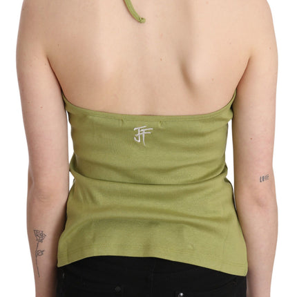 GF Ferre Green Halter Cotton Sleeveless Casual Tank Top Blouse