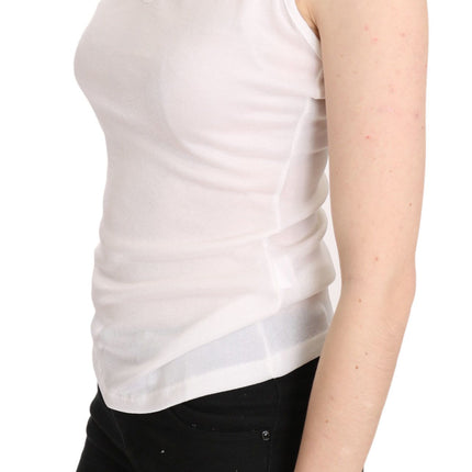 GF Ferre White Halter Cotton Sleeveless Casual Tank Top Blouse