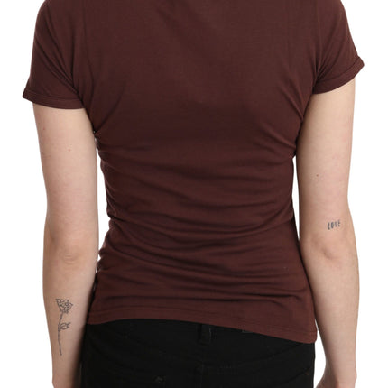 Exte Brown Hearts Printed Round Neck T-shirt Top