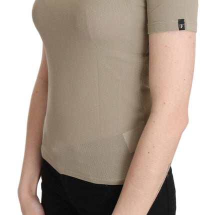 GF Ferre Gray 100% Nylon Short Sleeve Casual Tank Top Blouse
