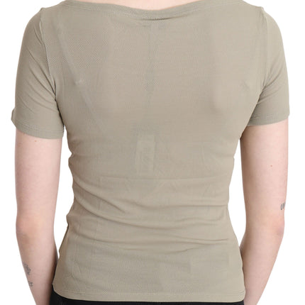 GF Ferre Gray 100% Nylon Short Sleeve Casual Tank Top Blouse