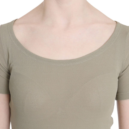 GF Ferre Gray 100% Nylon Short Sleeve Casual Tank Top Blouse