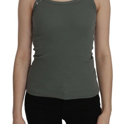 PINK MEMORIES Green Spaghetti Strap Slim Fit Casual Tank Top Blouse