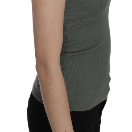 PINK MEMORIES Green Spaghetti Strap Slim Fit Casual Tank Top Blouse