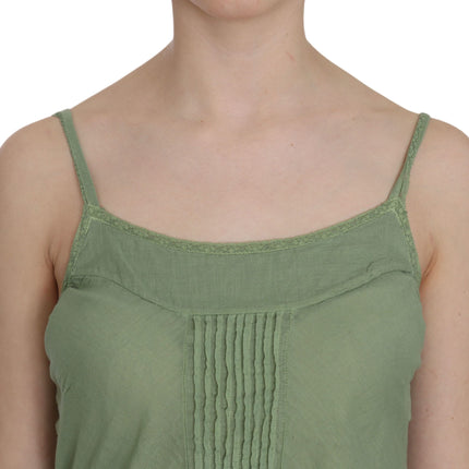 PINK MEMORIES Green Silk Spaghetti Strap Tank Top Blouse