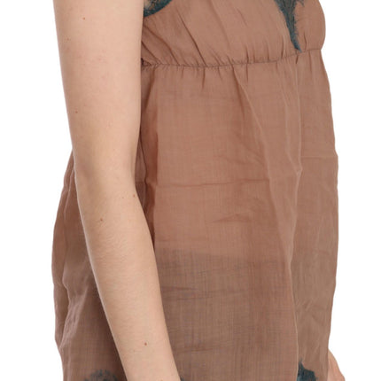 PINK MEMORIES Brown Lace Spaghetti Strap Tank Top Blouse
