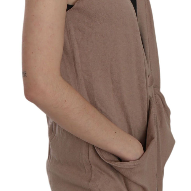 PINK MEMORIES Brown 100% Cotton Sleeveless Cardigan Top Vest