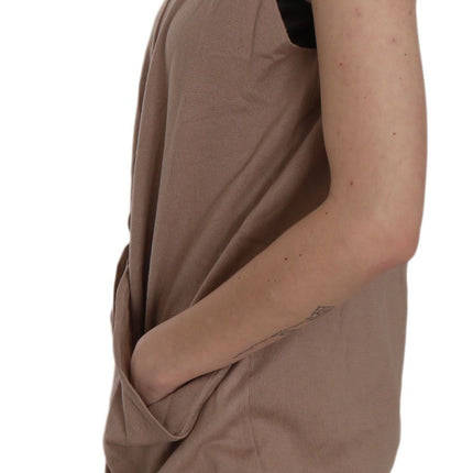 PINK MEMORIES Brown 100% Cotton Sleeveless Cardigan Top Vest