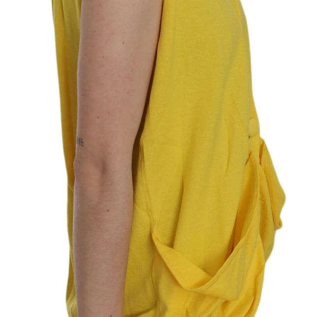 PINK MEMORIES Yellow 100% Cotton Sleeveless Cardigan Top Vest