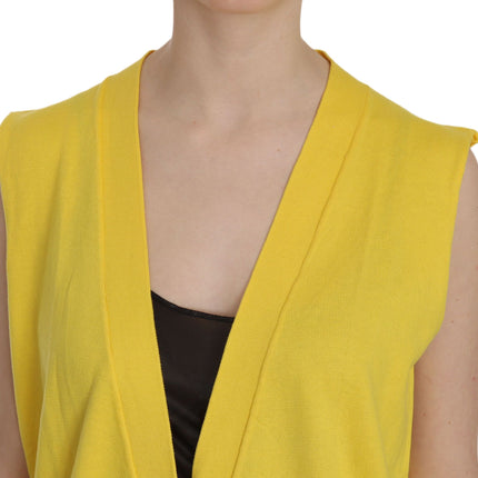 PINK MEMORIES Yellow 100% Cotton Sleeveless Cardigan Top Vest