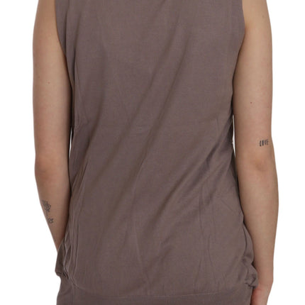 PINK MEMORIES Brown 100% Cotton Sleeveless Cardigan Top Vest