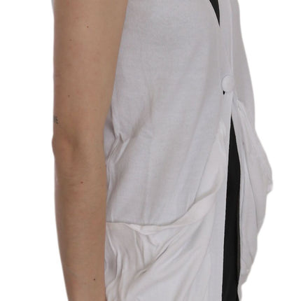 PINK MEMORIES White 100% Cotton Sleeveless Cardigan Top Vest