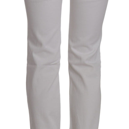 Costume National White Cotton Slim Fit Straight Jeans Pants