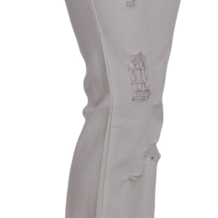 Costume National White Cotton Slim Fit Straight Jeans Pants