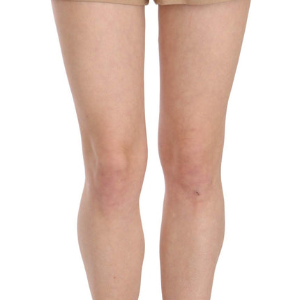 Costume National Shorts Beige Cotton Mid Waist Mini Short
