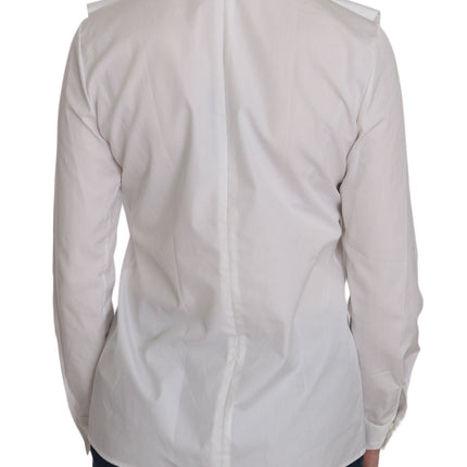 Dsquared² White Crew Neck Long Sleeve Cotton Blouse