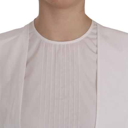 Dsquared² White Crew Neck Long Sleeve Cotton Blouse