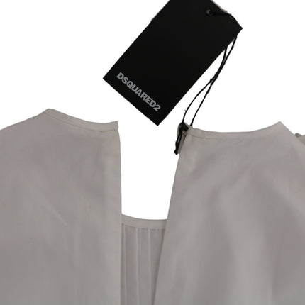 Dsquared² White Crew Neck Long Sleeve Cotton Blouse