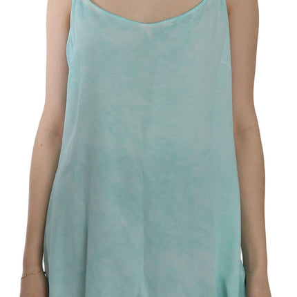 Ermanno Scervino Blue Sleeveless Spaghetti Dress Blouse